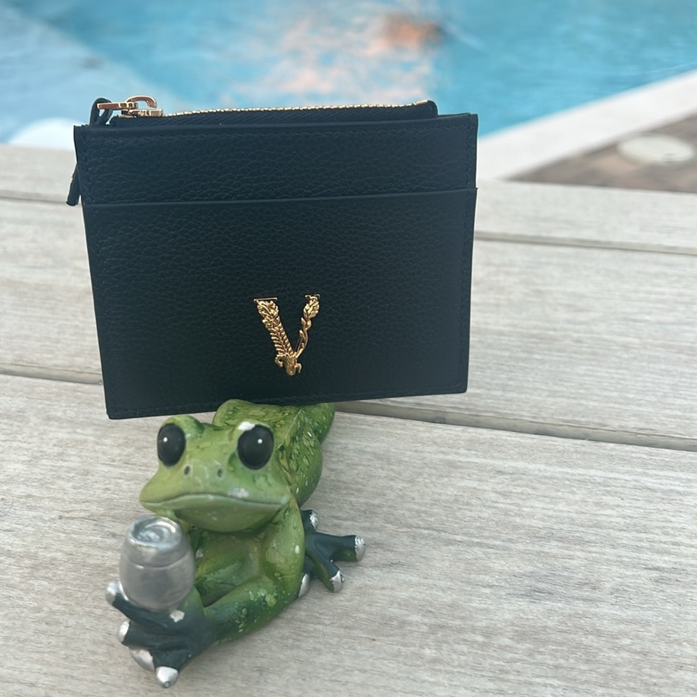 Versace Full Inclusion Black Leather Card Holder - Picture 6 of 6